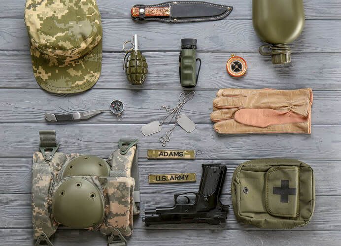 set of military tactical equipment