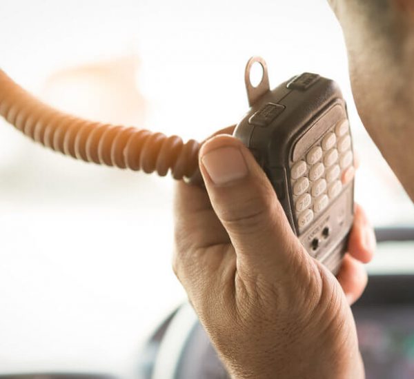 person using a cb radio