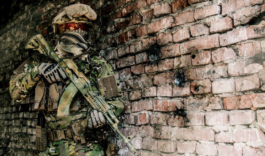 soldier wearing a chest rig