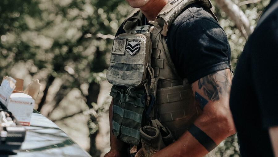 soldier with chest rig